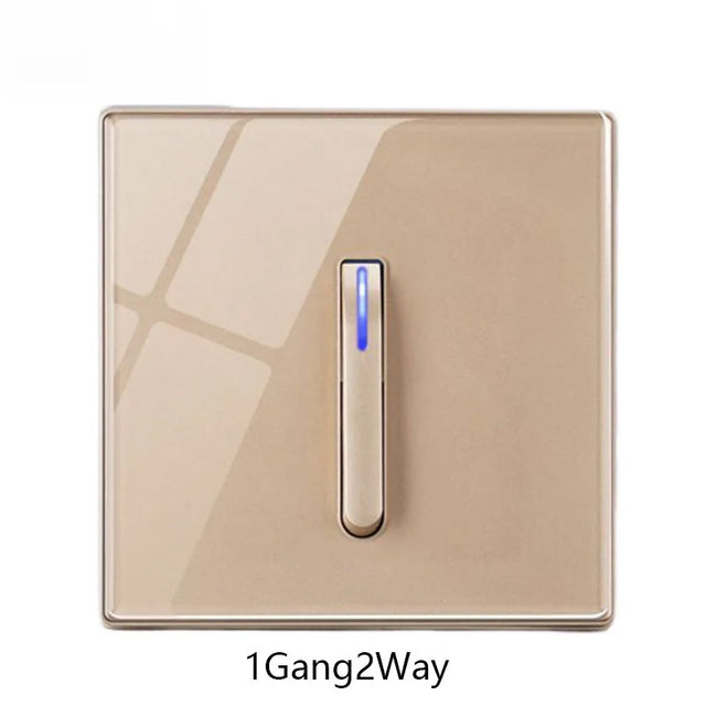 Nina Glass Panel LED Reset Button Switch - 1-4 Gang, 2 Way, 86x86mm