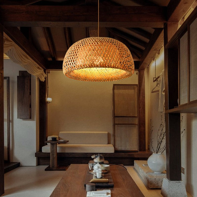 Rattan Cocoon Pendant Light