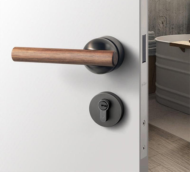 Walnut American Style Door Handle - Level Decor