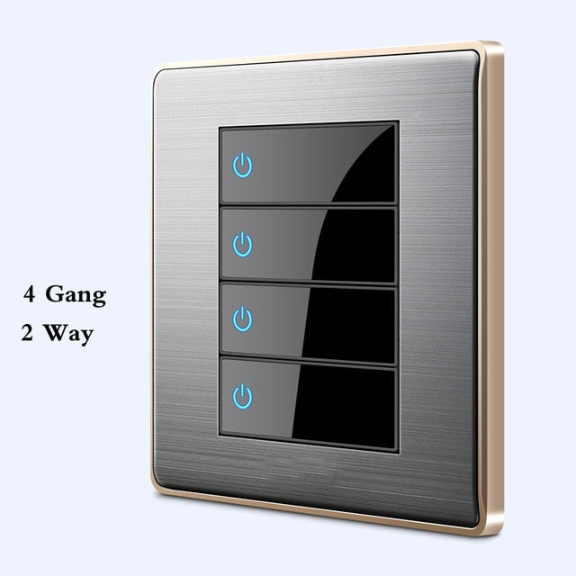 LED Stainless Steel 1-4 G, 1 & 2 Way Switch - 4Gang 2Way - Level Decor