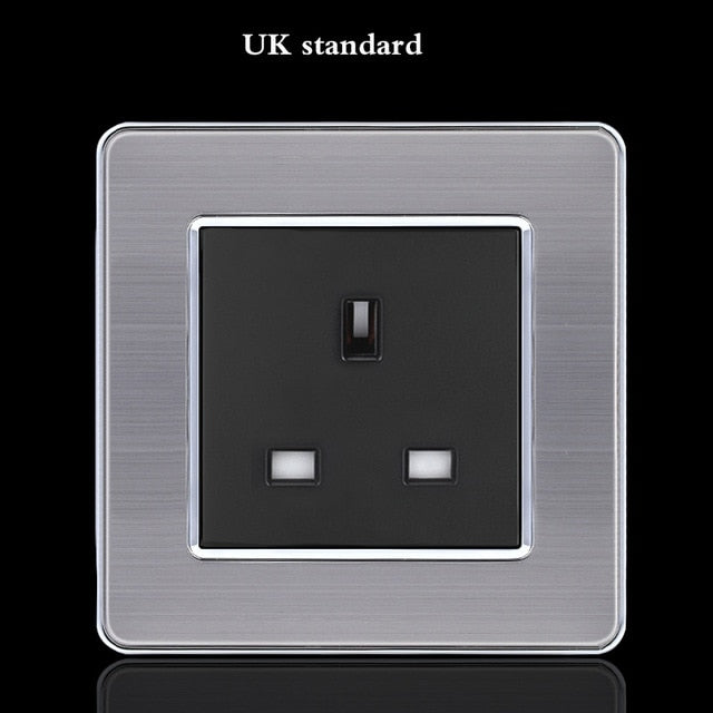 LED Stainless Steel 1-4 G, 1 & 2 Way Switch - UK socket - Level Decor