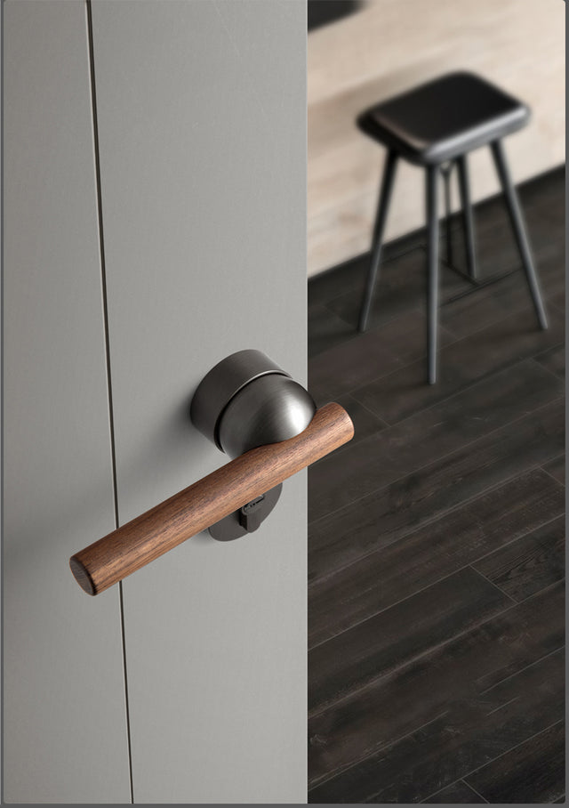 Walnut American Style Door Handle - Level Decor
