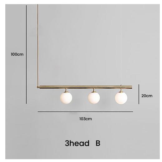 Designer Glass Ball Chandelier - 3 HEAD B / golden finish / Warm White - Level Decor