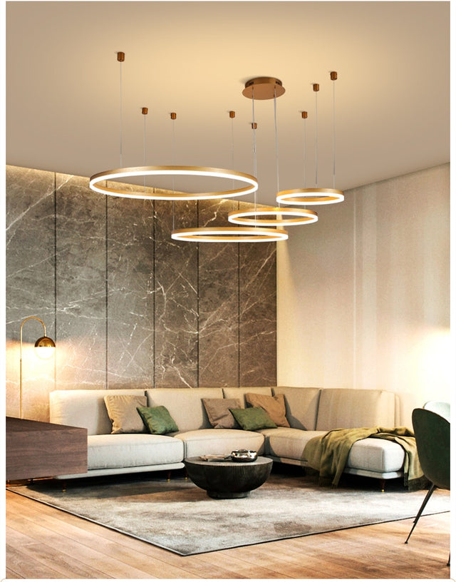 Circle Rings Acrylic | Aluminum Chandeliers - Level Decor