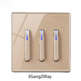Nina Glass Panel LED Reset Button Switch - 1-4 Gang, 2 Way, 86x86mm