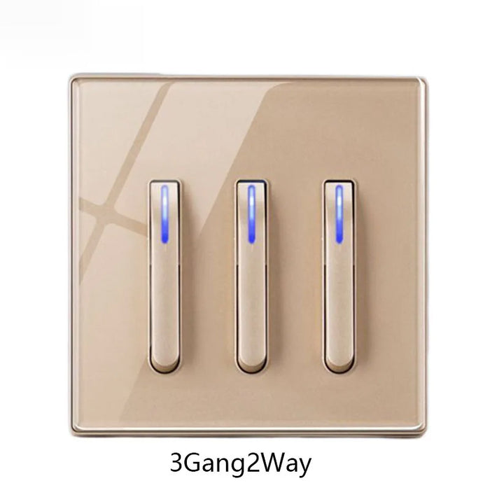 Nina Glass Panel LED Reset Button Switch - 1-4 Gang, 2 Way, 86x86mm