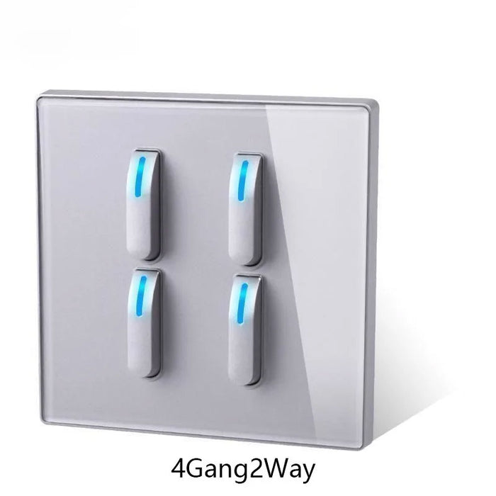 Nina Glass Panel LED Reset Button Switch - 1-4 Gang, 2 Way, 86x86mm