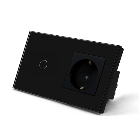 Hiroshi Black Glass EU Socket with USB Ports - Single, Double, Triple Outlets