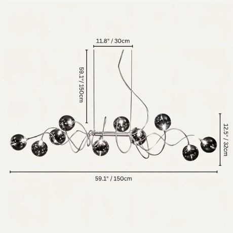 Corvus Chandelier - 14 heads - 55.1" x 59" / 140cm x 145cm / Cool White (6000K-6500K) - Level Decor