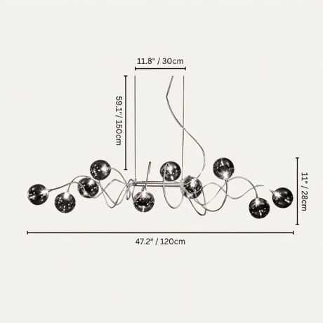 Corvus Chandelier - 12 heads - 47.2" x 59" / 120cm x 145cm / Cool White (6000K-6500K) - Level Decor