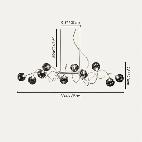 Corvus Chandelier - 8 Heads - 33.4" x 59" / 85cm x 20cm / Cool White (6000K-6500K) - Level Decor