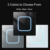 Rene Black Glass Push Button Switch with LED Indicator - 1-4 Gang, 1-2 Way