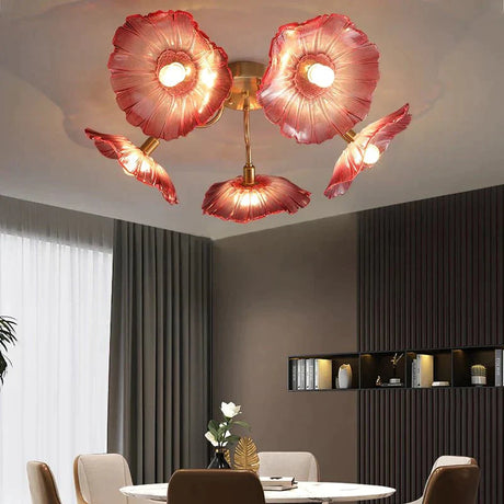 Felix Ceiling Light - 5 Heads - Red - 31.5" x 10.2" / 80cm x 26cm - Level Decor