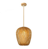 Rattan Cocoon Pendant Light - Wood / Cocoon - 7" x 14" / 18cm x 36cm - Level Decor