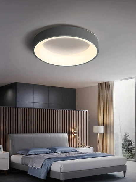 Luciana Ceiling Light - Round - Gray - 11.8"W x 11.8"D x 3.9"H / 24W / With Remote - Level Decor