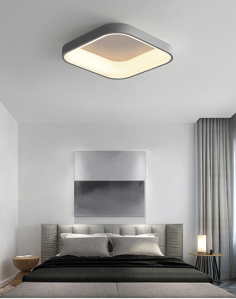 Luciana Ceiling Light - Square - Gray - 15.7"W x 15.7"D x 3.9"H / 45W / With Remote - Level Decor