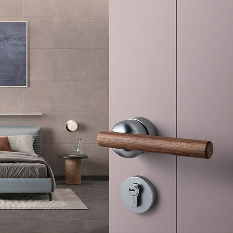 Walnut American Style Door Handle - Level Decor
