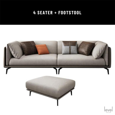 Serena Modern Sofa - 4-SEATER + FOOTSTOOL - Level Decor