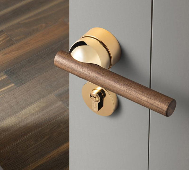 Walnut American Style Door Handle - Level Decor
