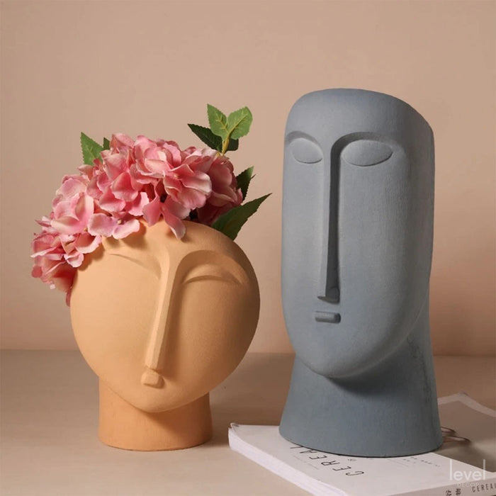 Nordic Figure Head Minimalist Ceramic Abstract Vase - Level Decor