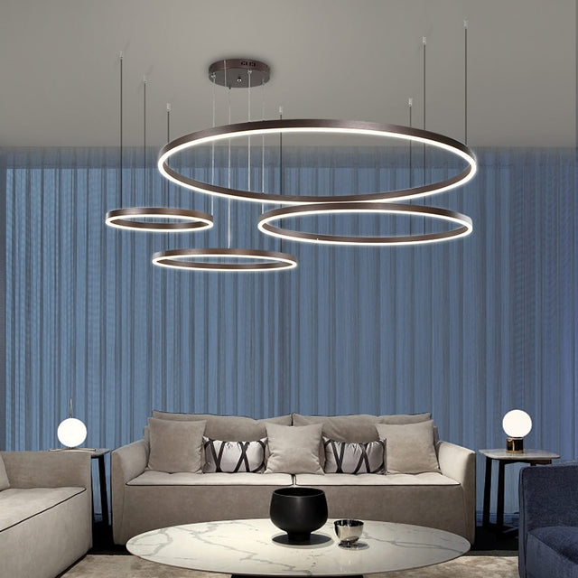 Circle Rings Acrylic | Aluminum Chandeliers - Level Decor
