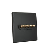 Dark Grey Retro 1-4 G, 2 Way Toggle Switch - 4 Gang - Level Decor