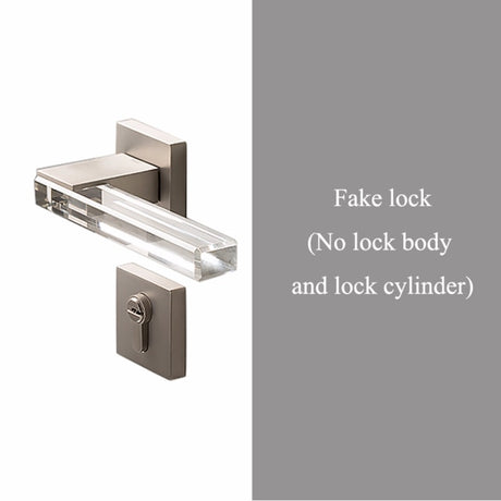 Crystal texture Door Handle - Silver with Dummy Lock - Level Decor